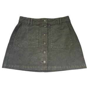 American Eagle Olive Green Corduroy Button Front Mini Skirt Size 6 Fall